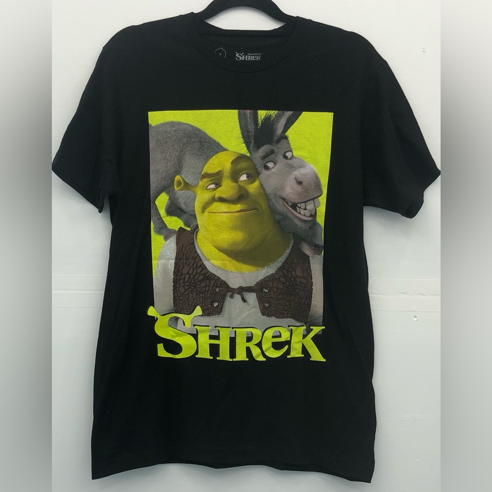 Shrek Graphic Tee - Black with Lime Green Print. M